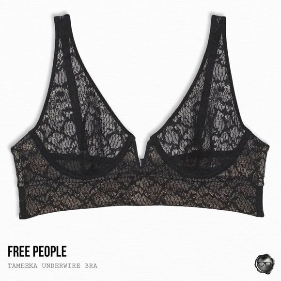 Free People Other - FREE PEOPLE TAMEEKA LONGLINE UNDERWIRE BRA IN BLACK SIZE SMALL LACE